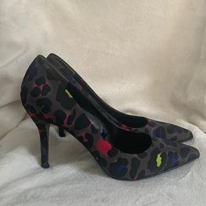 Colorful Nine West Cheeta Print Kitten Heels